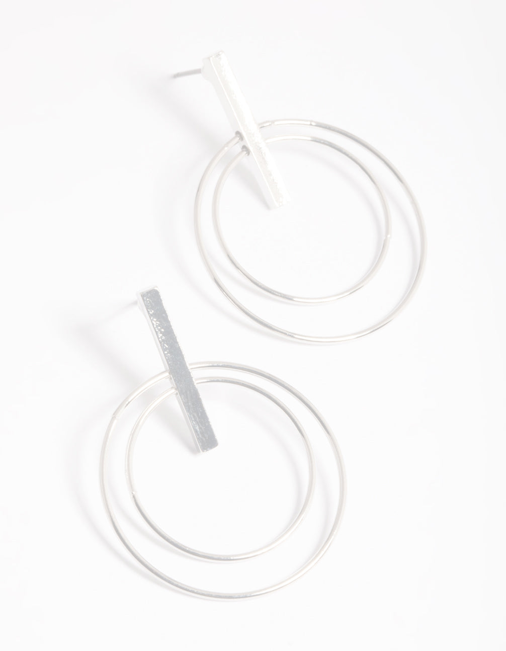 Rhodium Double Sided Circle Earrings