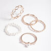 Rose Pearl & Twist Ring 5-Pack