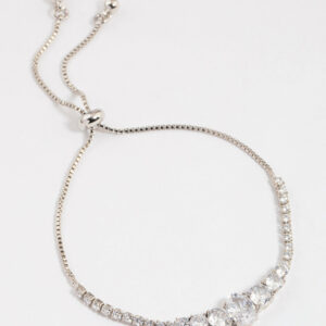 Rhodium  Large Oval Toggle Tennis Bangle