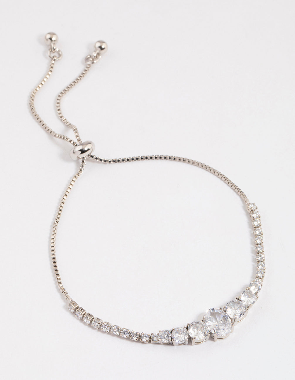 Rhodium Large Oval Toggle Tennis Bangle