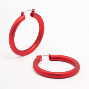 Red Pearlised Hoop Earrings