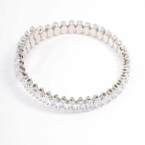 Rhodium  Stone Wrist Cuff