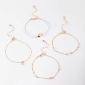Rose Puffy Heart Bracelet 4-Pack