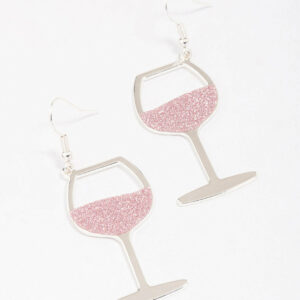 Glitter Wine Glass Earrings