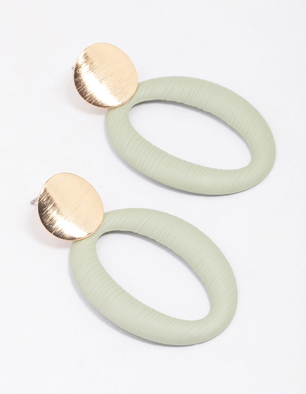 Disc Textured Oval Earrings