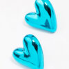 Blue Puffy Heart Stud Earrings