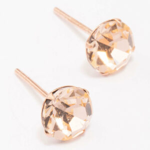 Rose Czech Crystal Stud Earrings