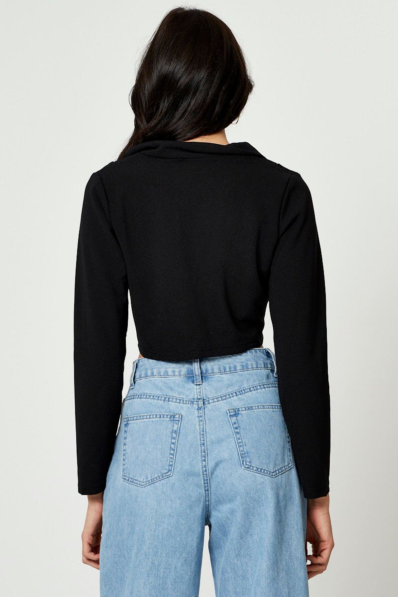 Black Button Front Top - Image 4