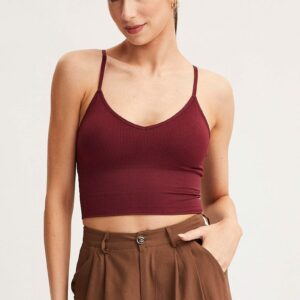 Red Crop Singlet Top Seamless