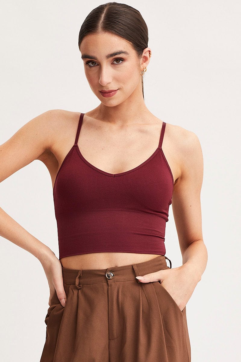 Red Crop Singlet Top Seamless - Image 3
