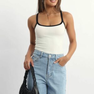 White Tank Top Sleeveless Rib