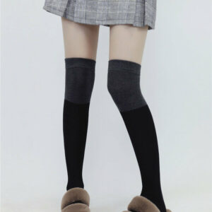 Autumn school black grey stockings c0138