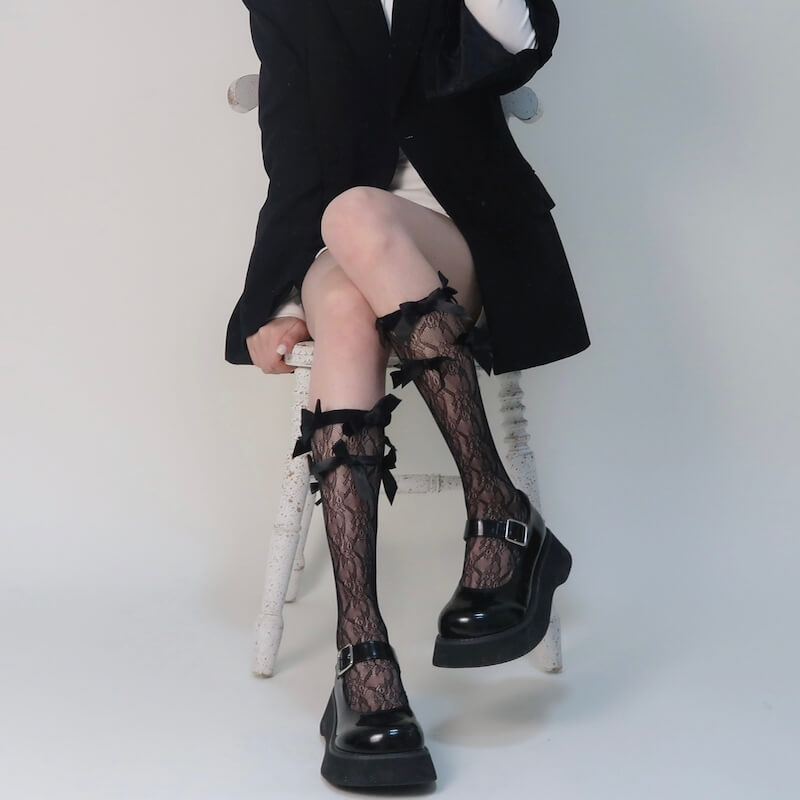 Fairy bows lolita lace stockings - Image 2