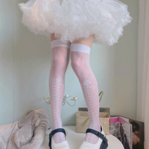 Lolita bow ribbon lace up stockings