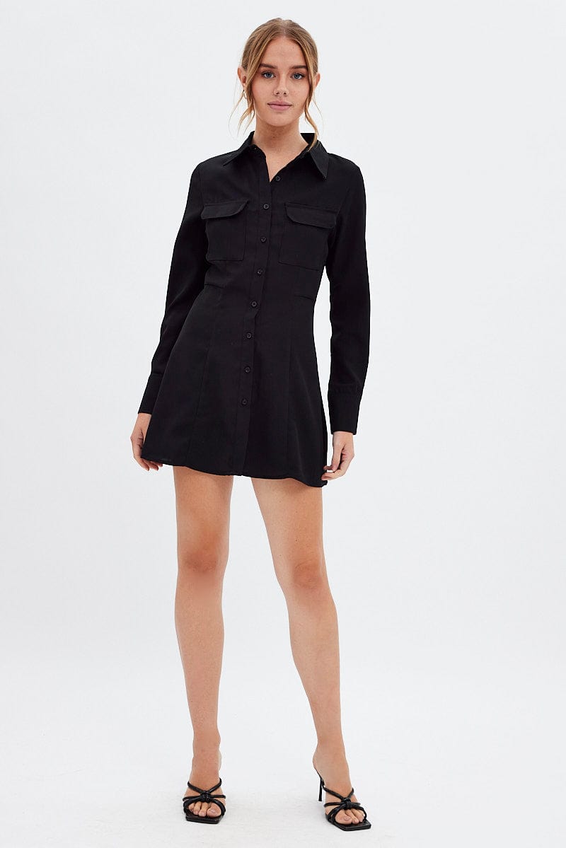 Black Shirt Dress Long Sleeve - Image 2