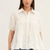 White Collared Shirt Puff Sleeve