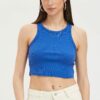 Blue Tank Top Sleeveless Crew Neck